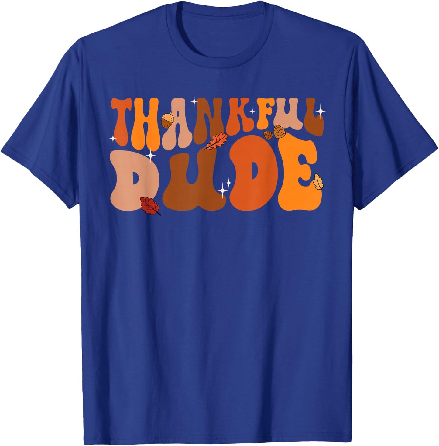 Thankful Dude Retro Groovy Thanksgiving Boys Kids Toddlers T-Shirt - T-Shirt | Royal