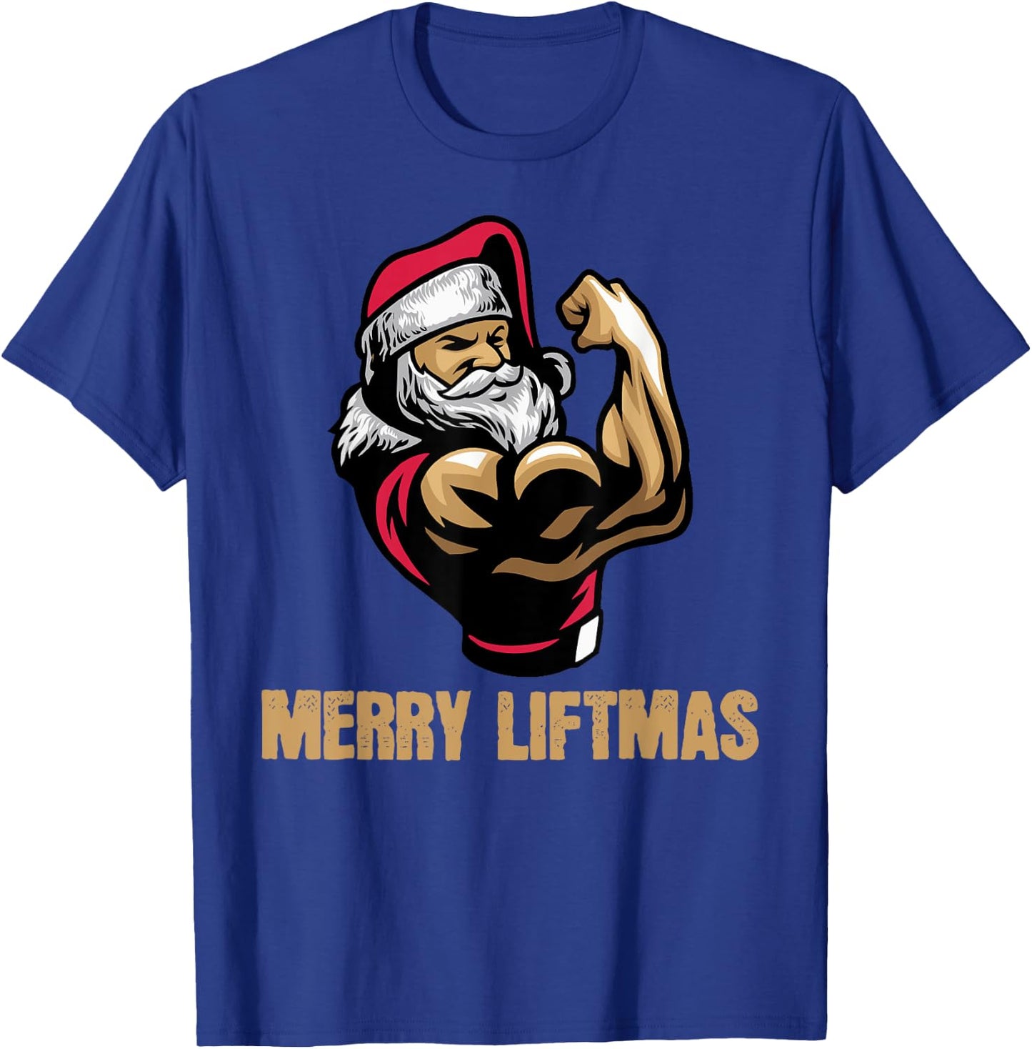 Santa Claus Gym Bodybuilding Fitness Merry Liftmas XMAS T-Shirt - T-Shirt | Royal