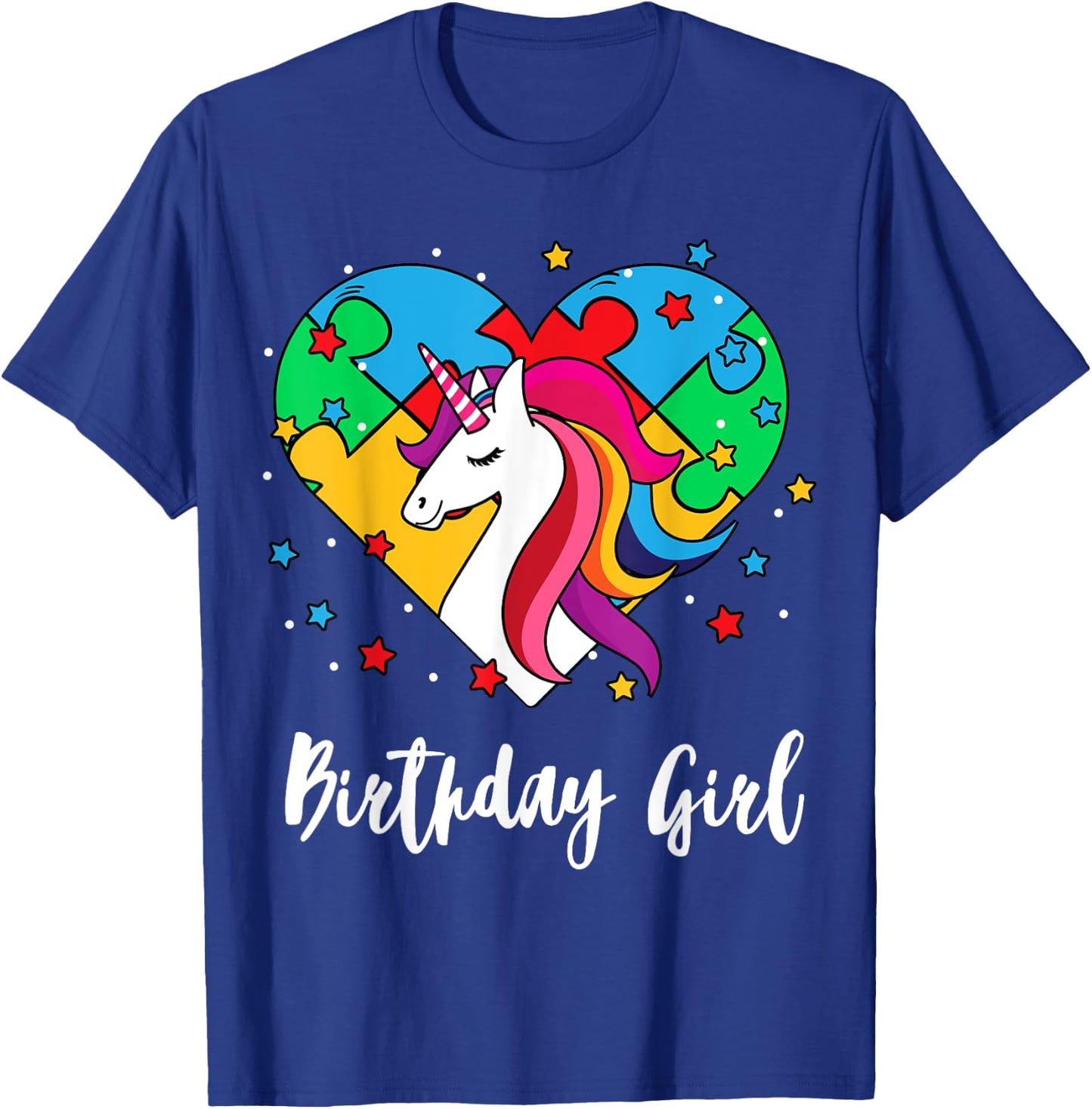 Unicorn Puzzle Heart Bday Girl Cool Autism Awareness Gift T-Shirt - T-Shirt | Royal