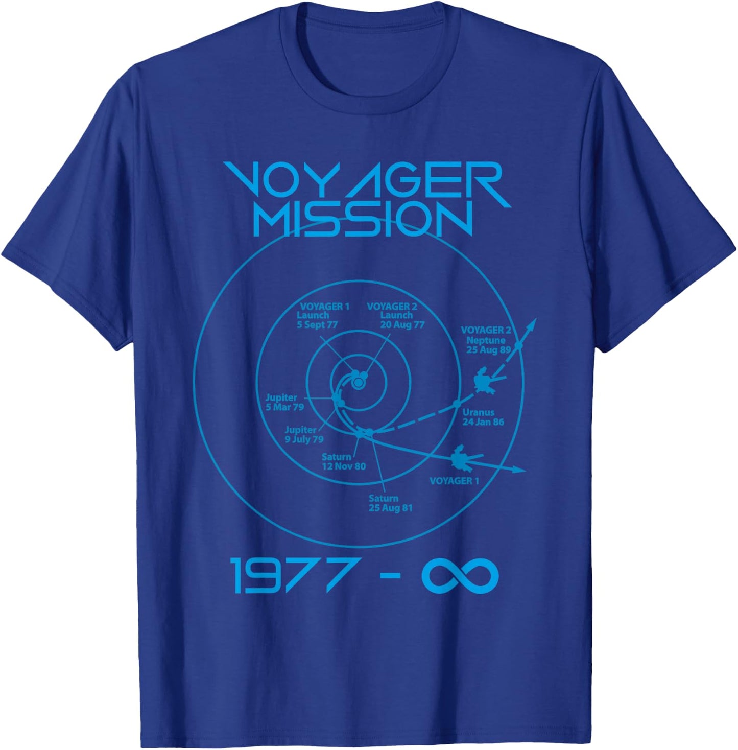 Voyager 1 2 Probes Outer Space Exploration Trajectory T-Shirt - T-Shirt | Royal