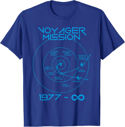 Voyager 1 2 Probes Outer Space Exploration Trajectory T-Shirt - T-Shirt | Royal