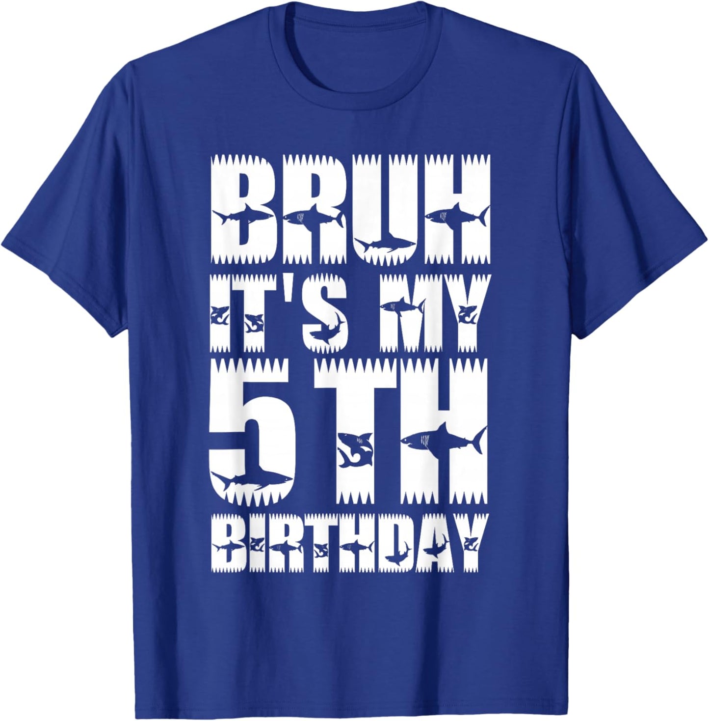 Kids Bruh It's My 5th Birthday Party Shark Lover Boys Bday T-Shirt - T-Shirt | Royal