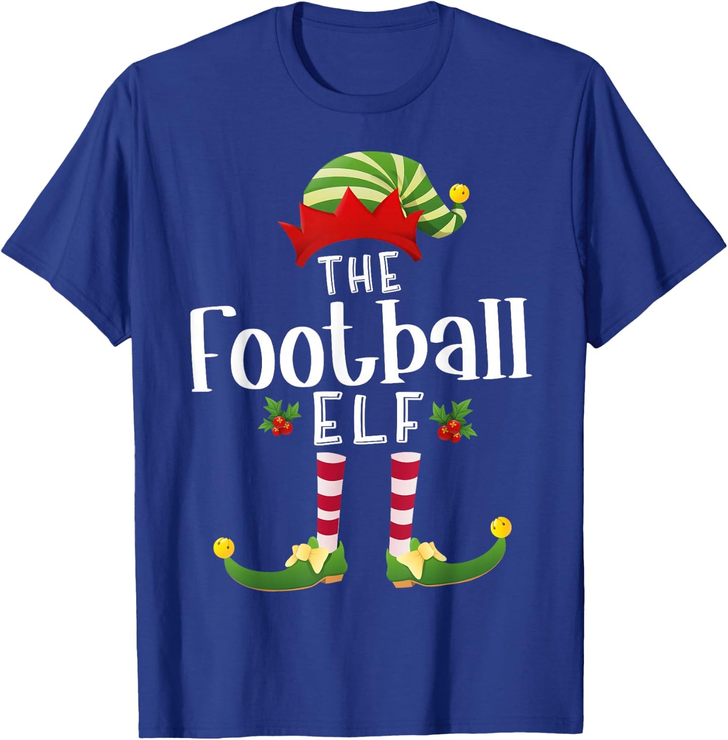 Football Christmas Elf Matching Pajama X-Mas Party T-Shirt - T-Shirt | Royal