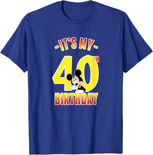 Disney Mickey Mouse It's My 40th Birthday Gradient Portrait T-Shirt - T-Shirt | Royal