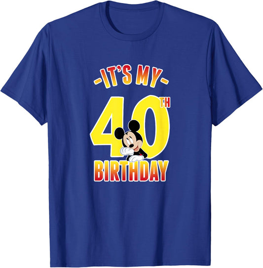 Disney Mickey Mouse It's My 40th Birthday Gradient Portrait T-Shirt - T-Shirt | Royal