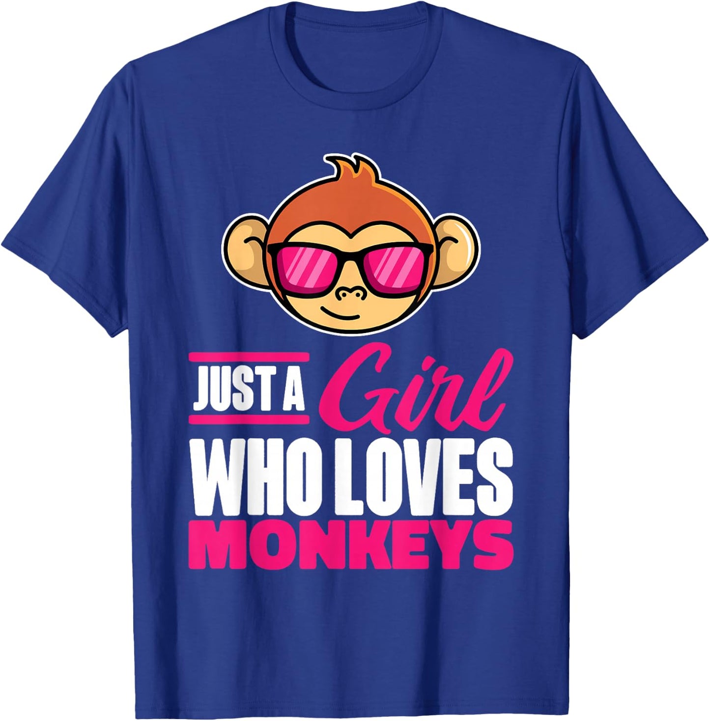 Just A Girl Who Loves Monkeys With Sunglasses For Kids T-Shirt - T-Shirt | Royal