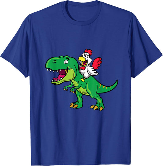 Chicken Lovers Gift Chicken Riding a Dinosaur for Kids T-Shirt - T-Shirt | Royal