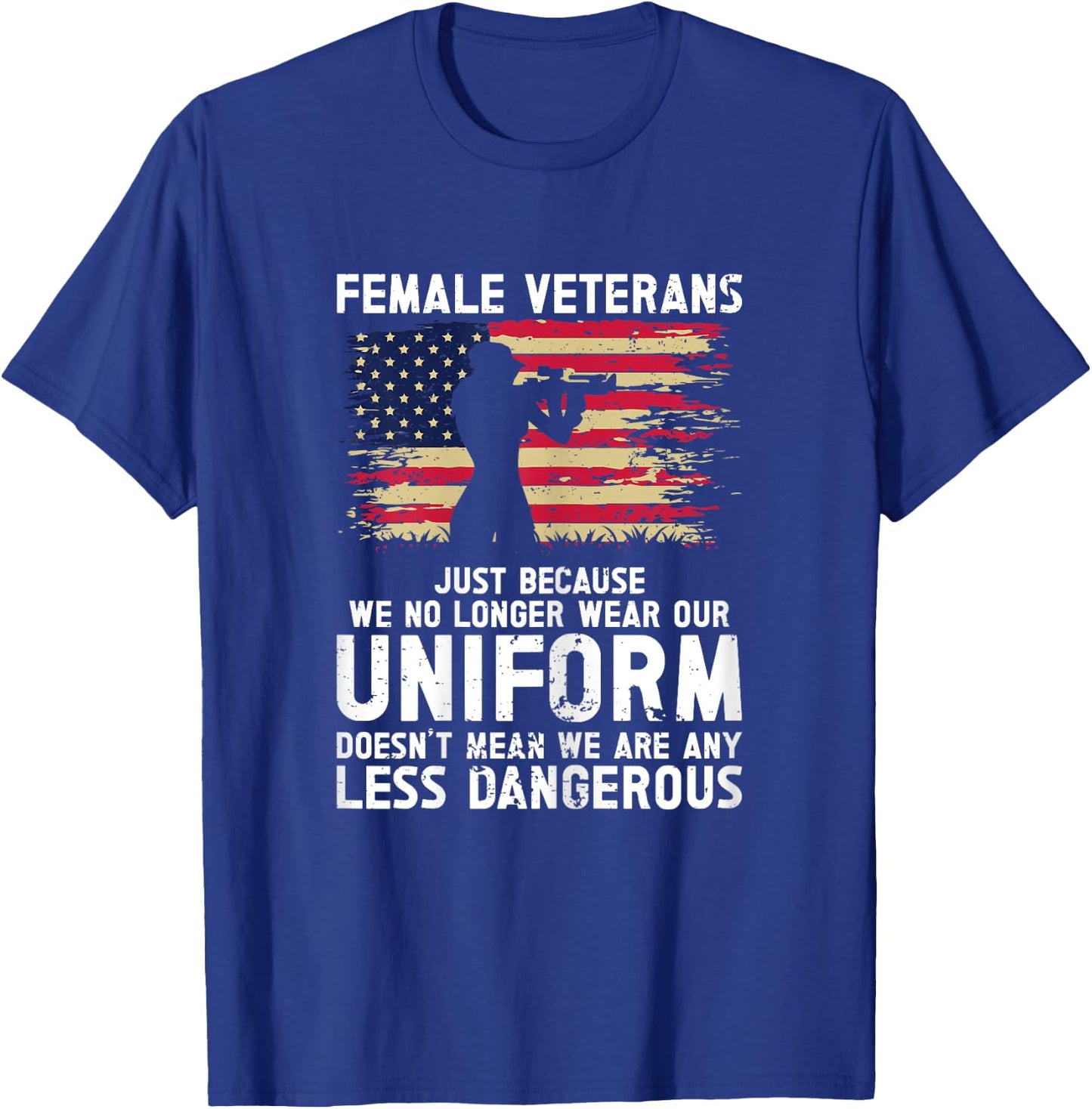 Veteran Women Female Soldier Veterans Day Patriotic USA T-Shirt - T-Shirt | Royal
