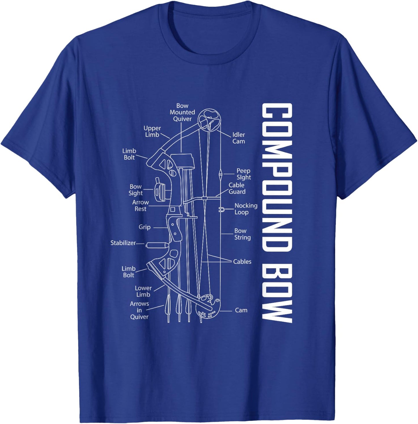 Compound Bow Schematic Archery Blueprint Bow Hunting T-Shirt - T-Shirt | Royal