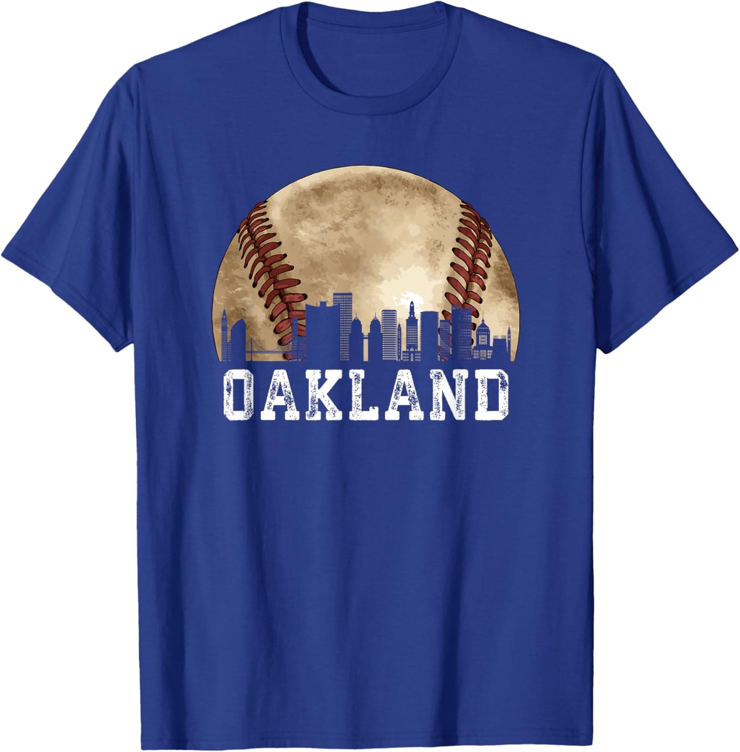 Oakland Skyline City Vintage Baseball Lover T-Shirt - T-Shirt | Royal