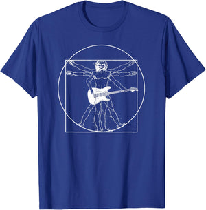Electric Guitar Musician Gift: Da Vinci Drawing Small T-Shirt - T-Shirt | Royal