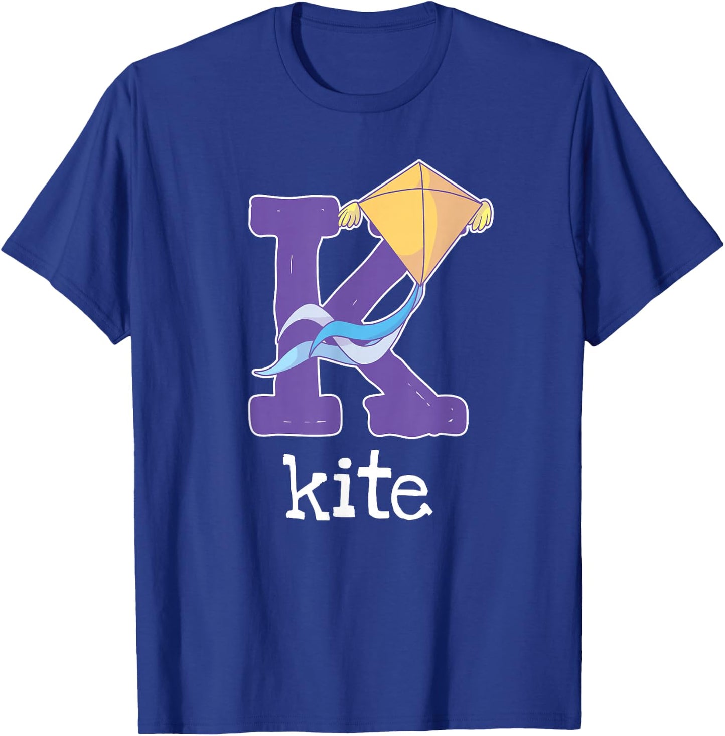 Kite Flying Alphabet Letter Kite Surfing Kids T-Shirt - T-Shirt | Royal