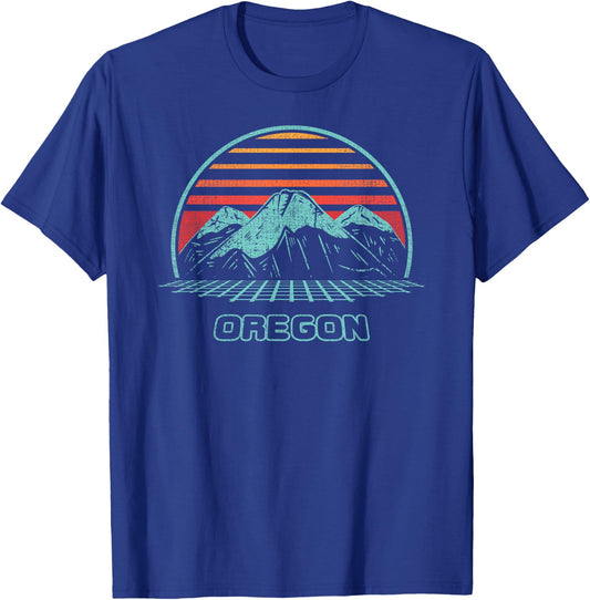 Oregon Retro Mountain Hiking 80s Style T-Shirt - T-Shirt | Royal