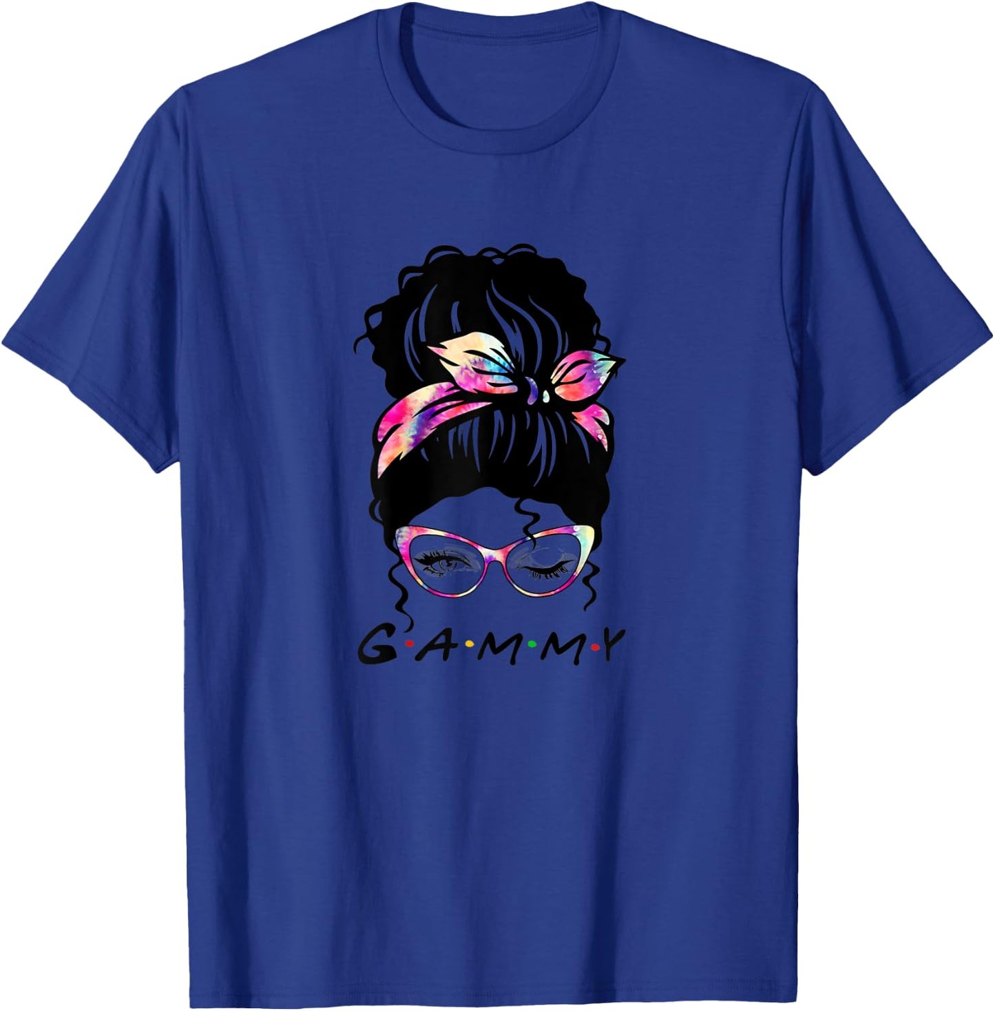 Messy Hair Bun Gammy Life Wink Eye Tie Dye Mothers Day T-Shirt - T-Shirt | Royal