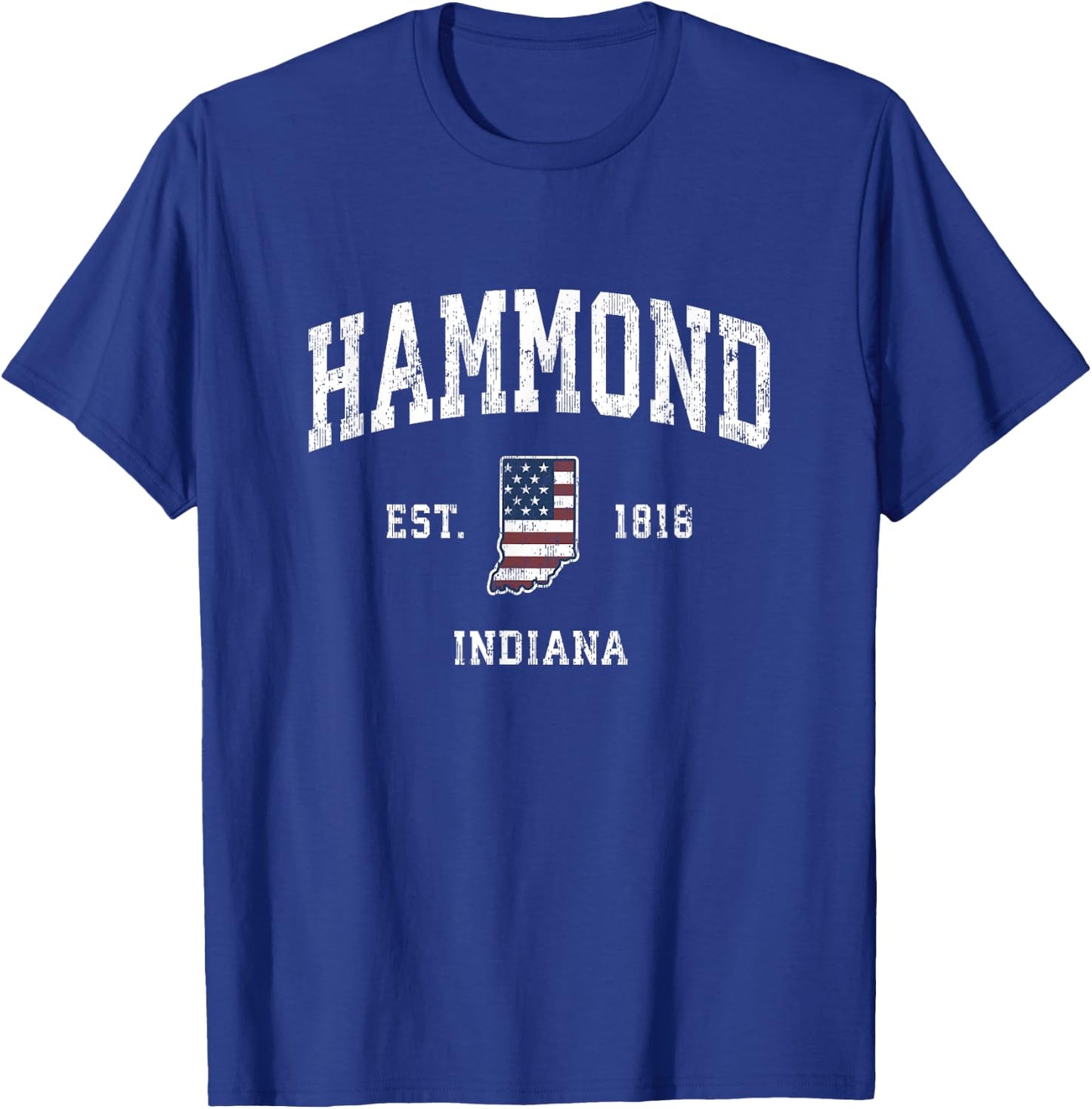 Hammond Indiana IN Vintage American Flag Sports Design T-Shirt - T-Shirt | Royal