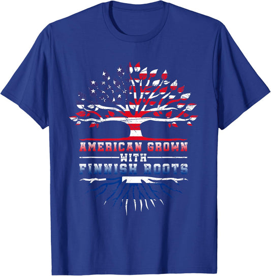 American Grown With Finnish Roots Finland T-Shirt - T-Shirt | Royal