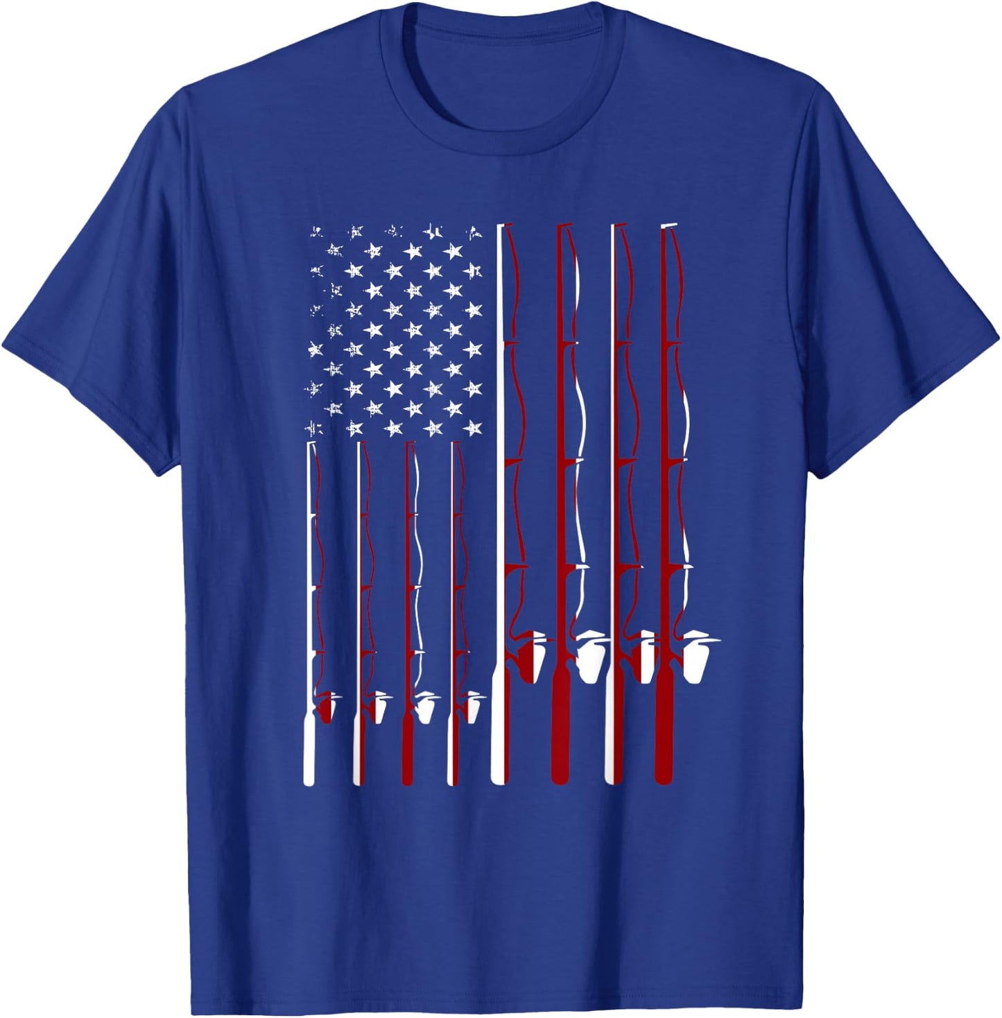 Fishing Pole American Flag 4th Of July Patriotic Men Women T-Shirt - T-Shirt | Royal
