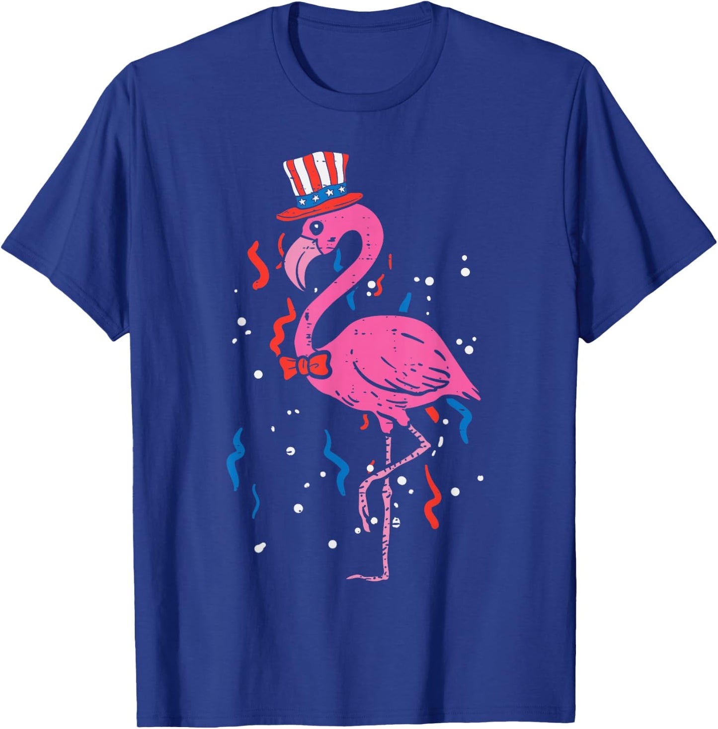 Flamingo American Flag USA 4th Of July Fourth Patriot Animal T-Shirt - T-Shirt | Royal