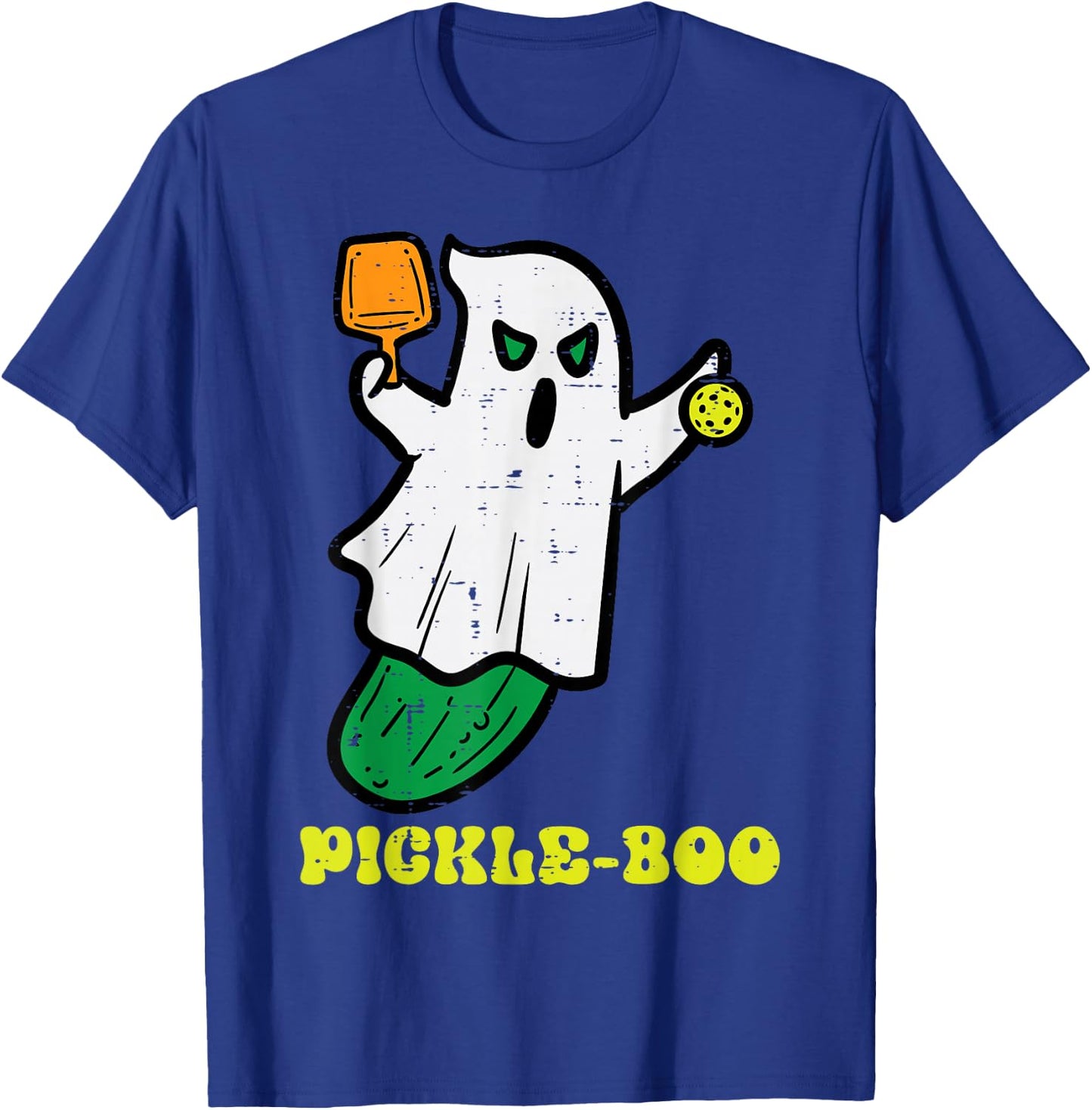 Halloween Pickleball Pickle Boo Ghost Costume Men Women Kids T-Shirt - T-Shirt | Royal