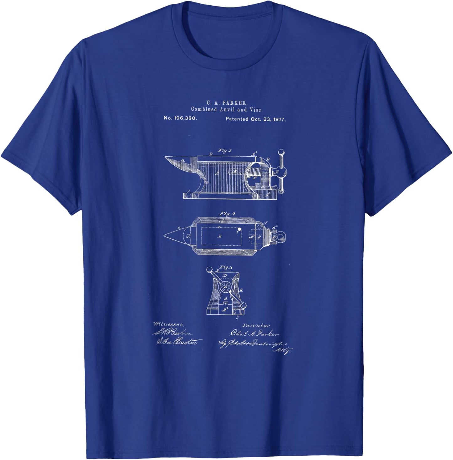 Antique Blacksmith Anvil Patent Print T-Shirt - T-Shirt | Royal