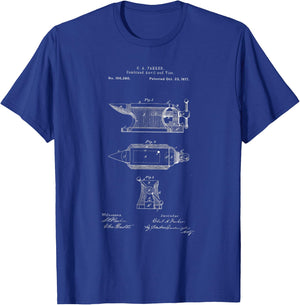 Antique Blacksmith Anvil Patent Print T-Shirt - T-Shirt | Royal