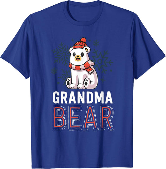 Grandma Bear Family Christmas Shirt Polar Bear Holiday Xmas T-Shirt - T-Shirt | Royal