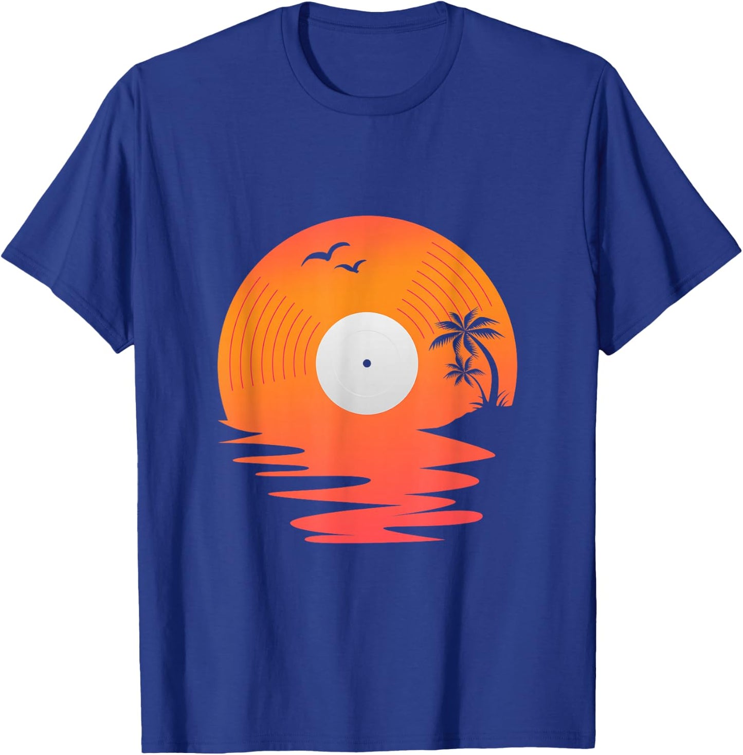 Vinyl Record Retro Disk Sea Beach Turntables Design For DJ T-Shirt - T-Shirt | Royal