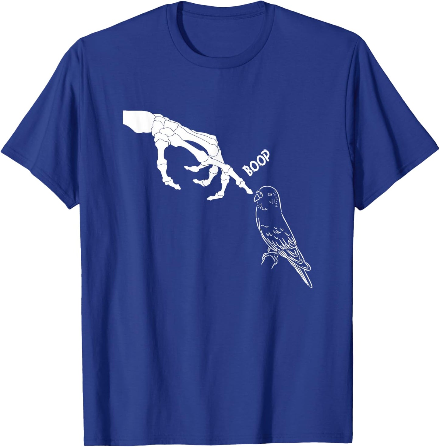Budgie Skeleton Hand Boop Bird Spooky Halloween Budgerigar T-Shirt - T-Shirt | Royal