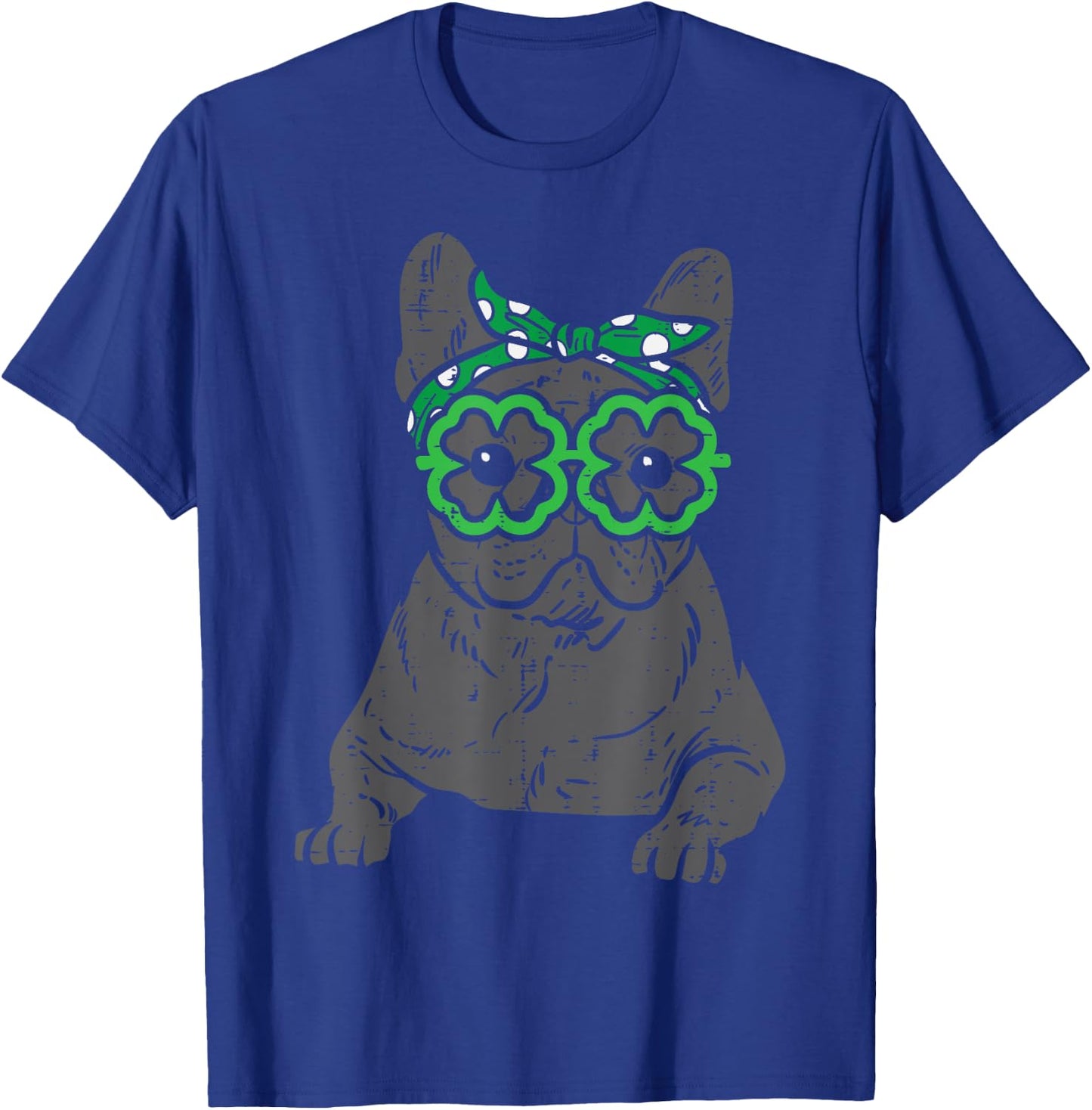 French Bulldog Shamrock Glasses St Patricks Day Dog Gift Men Women Kids T-Shirt - T-Shirt | Royal