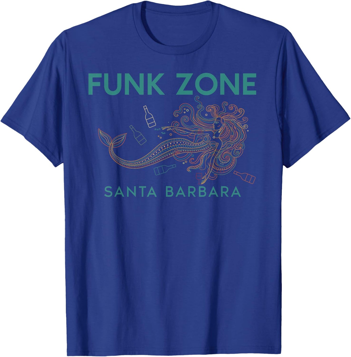 Funk Zone Santa Barbara Wine Drinking Mermaid T-Shirt - T-Shirt | Royal