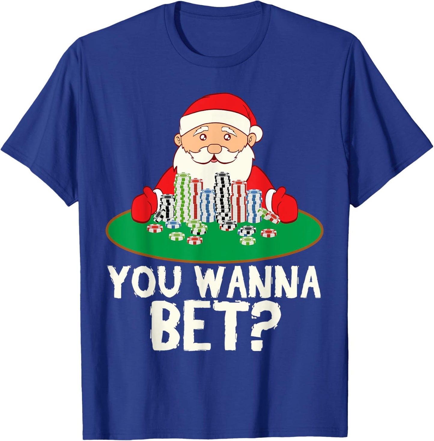 Santa Bet Casino Royal Flush Card Christmas T-Shirt - T-Shirt | Royal