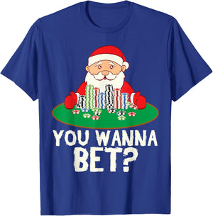 Santa Bet Casino Royal Flush Card Christmas T-Shirt - T-Shirt | Royal