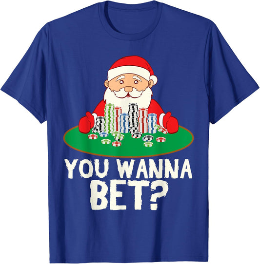 Santa Bet Casino Royal Flush Card Christmas T-Shirt - T-Shirt | Royal