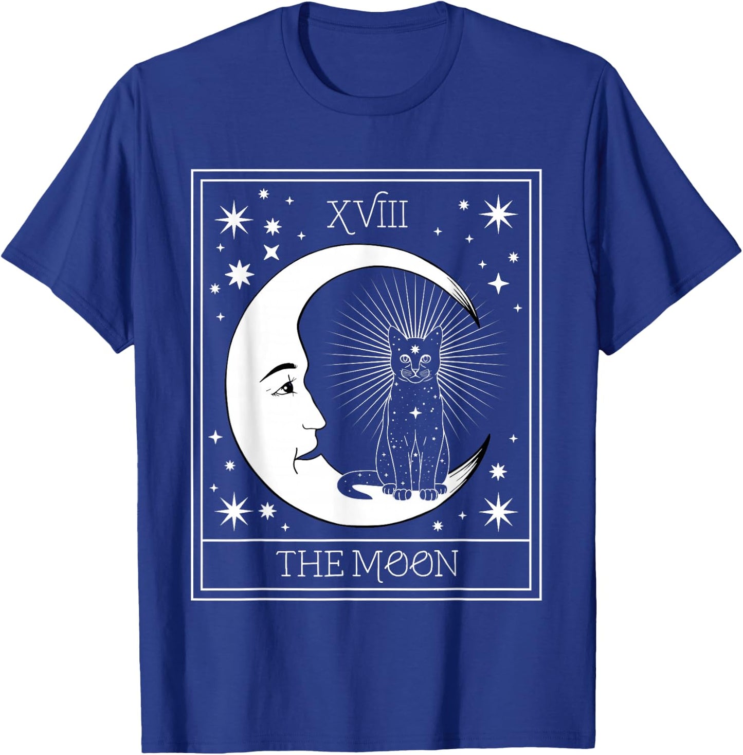 Tarot Card Crescent Moon and Black Cat Cosmic Graphic T-Shirt - T-Shirt | Royal