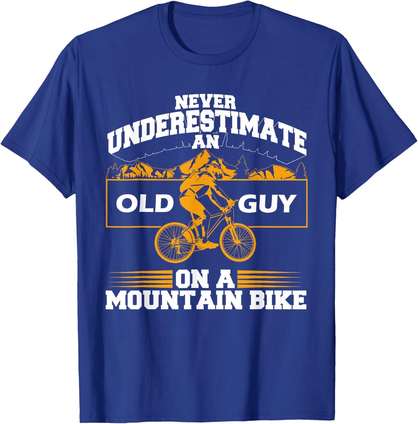 Funny Old Biker Mountain Bike Gift | Cute Bicycle Riders Men T-Shirt - T-Shirt | Royal
