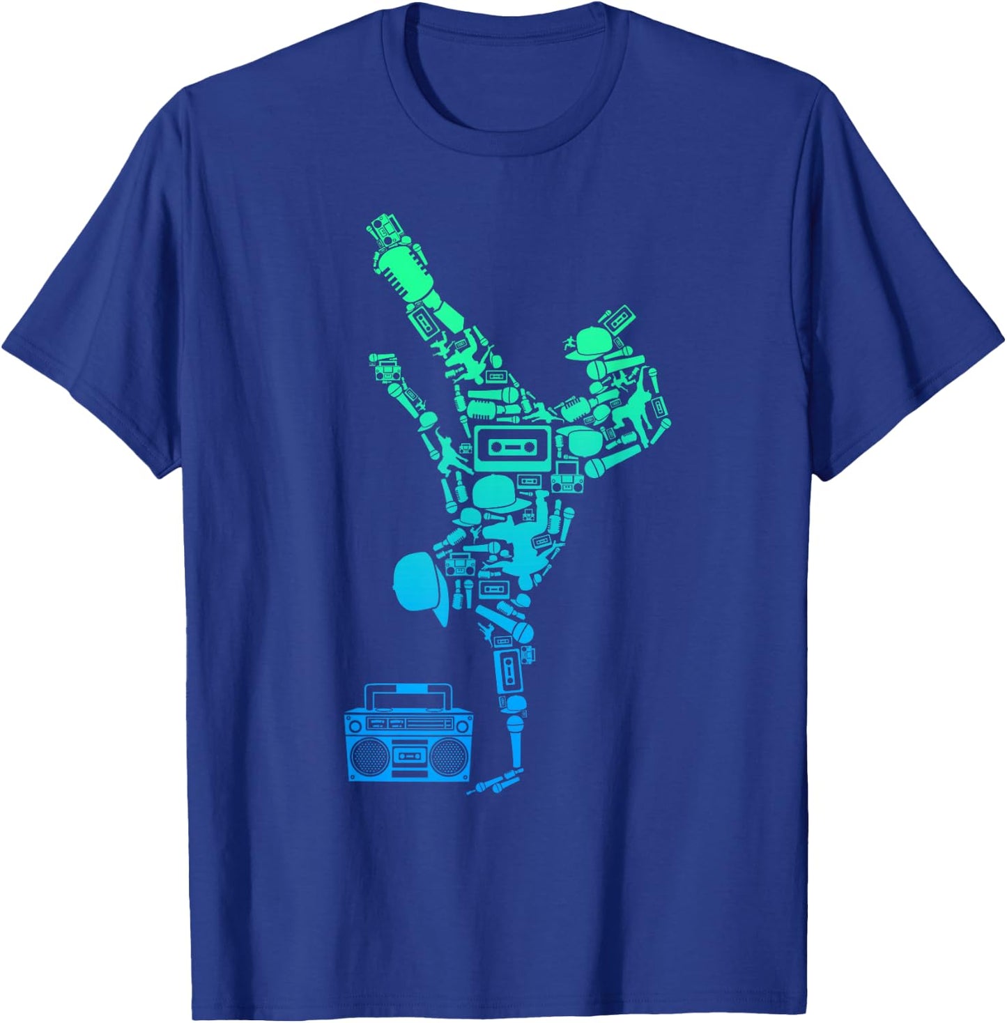 Breakdancer Breakdancing with Hip Hop Dance Music Boombox T-Shirt - T-Shirt | Royal