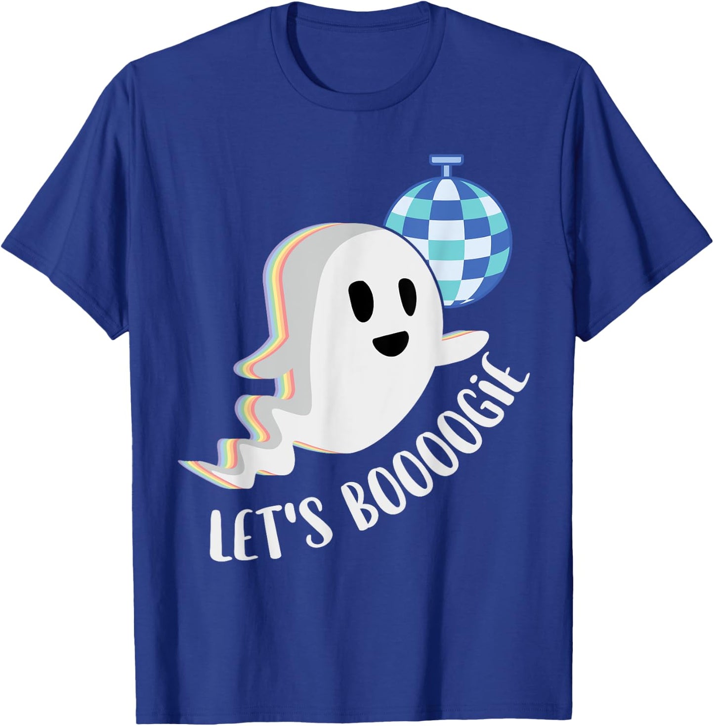Let's Boogie Funny Cute Ghost Boo Groovy Disco Dance Pun T-Shirt - T-Shirt | Royal