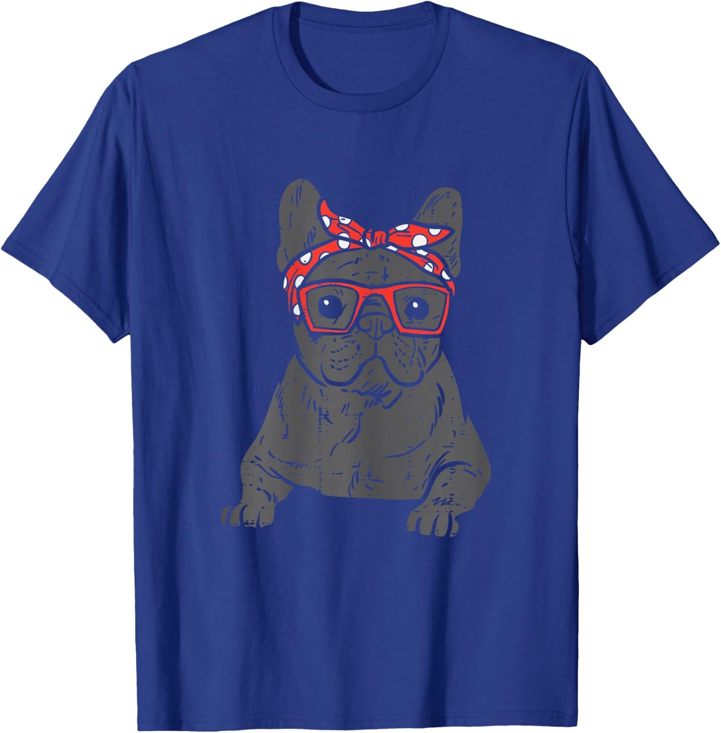 French Bulldog Polka Dot Headband Bandana Frenchie Dog Gift Women Kids T-Shirt - T-Shirt | Royal
