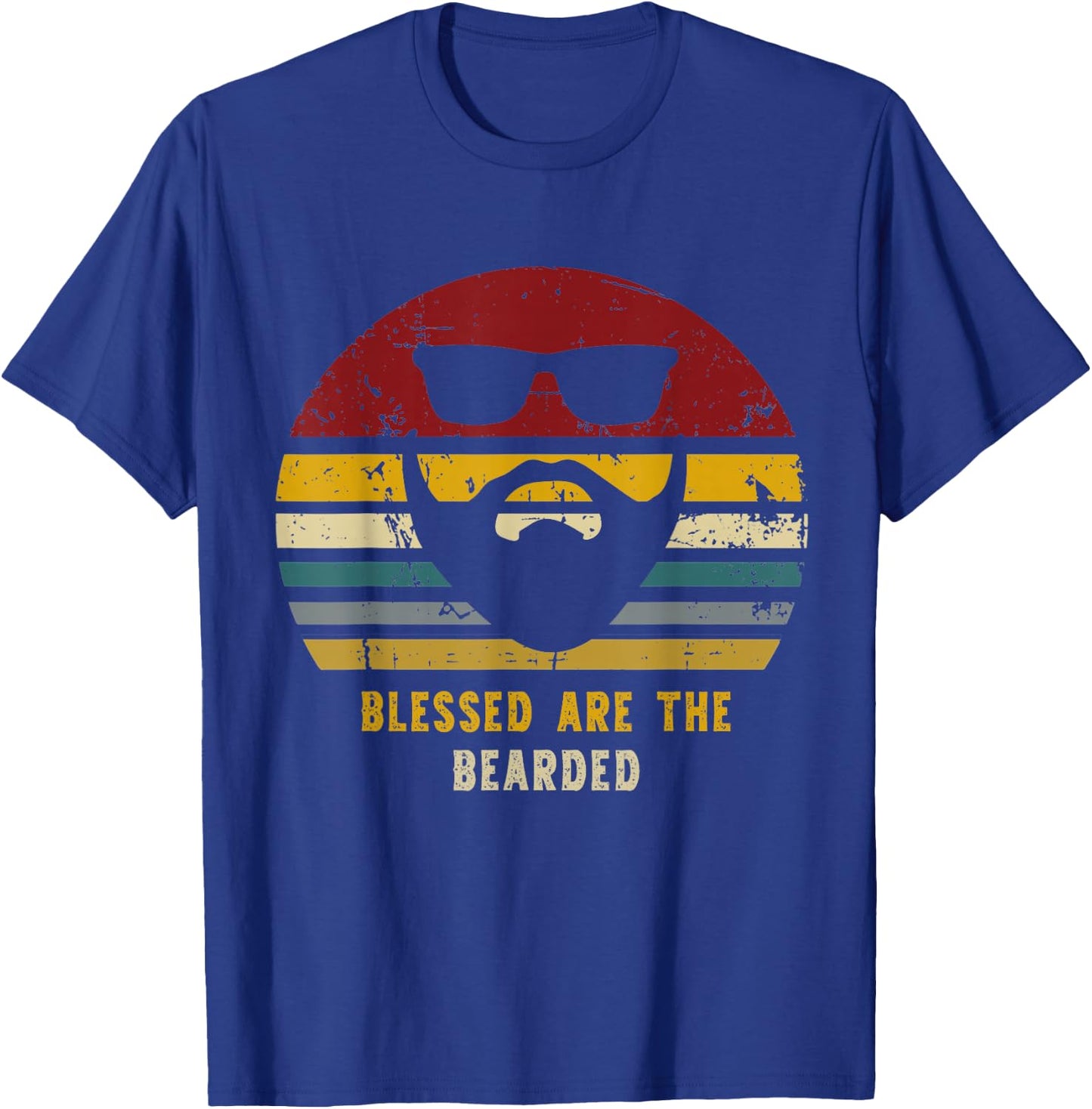 Blessed Are The Bearded Funny Bearded Present T-Shirt - T-Shirt | Royal