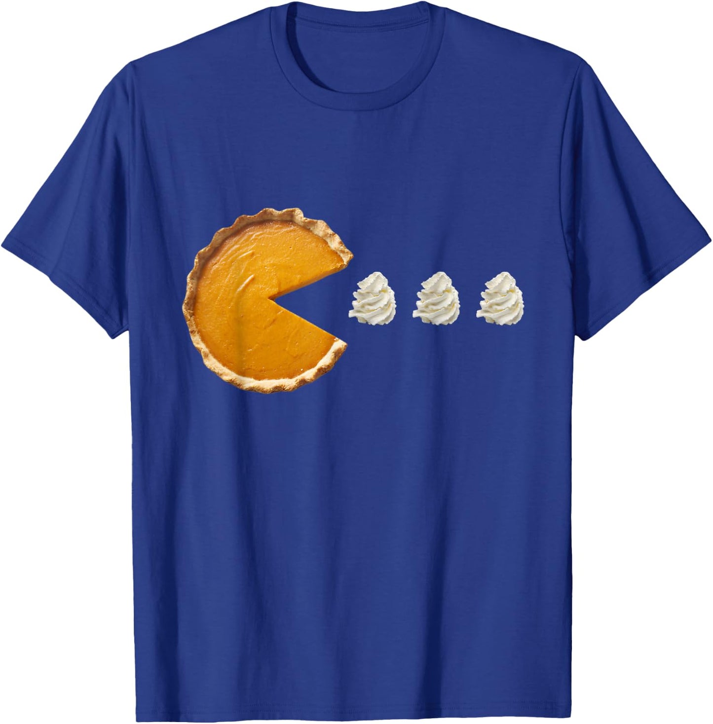 Pumpkin Pie Eating Running Whipped Cream Thanksgiving Day T-Shirt - T-Shirt | Royal