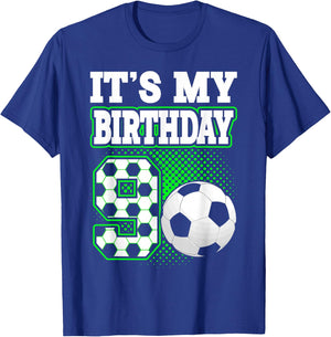 Birthday Boy 9 Soccer Its My 9th Birthday Boys Soccer T-Shirt - T-Shirt | Royal