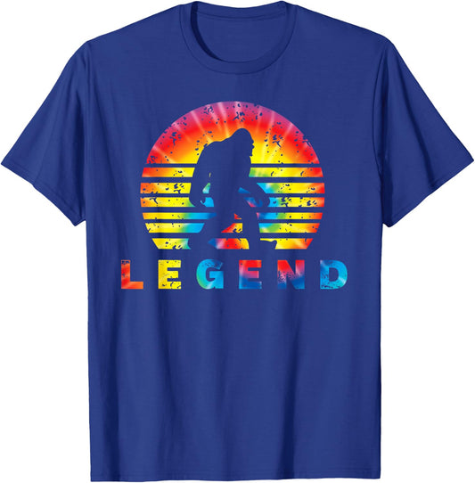 Tie Dye Retro Bigfoot Legend Silhouette T-Shirt - T-Shirt | Royal