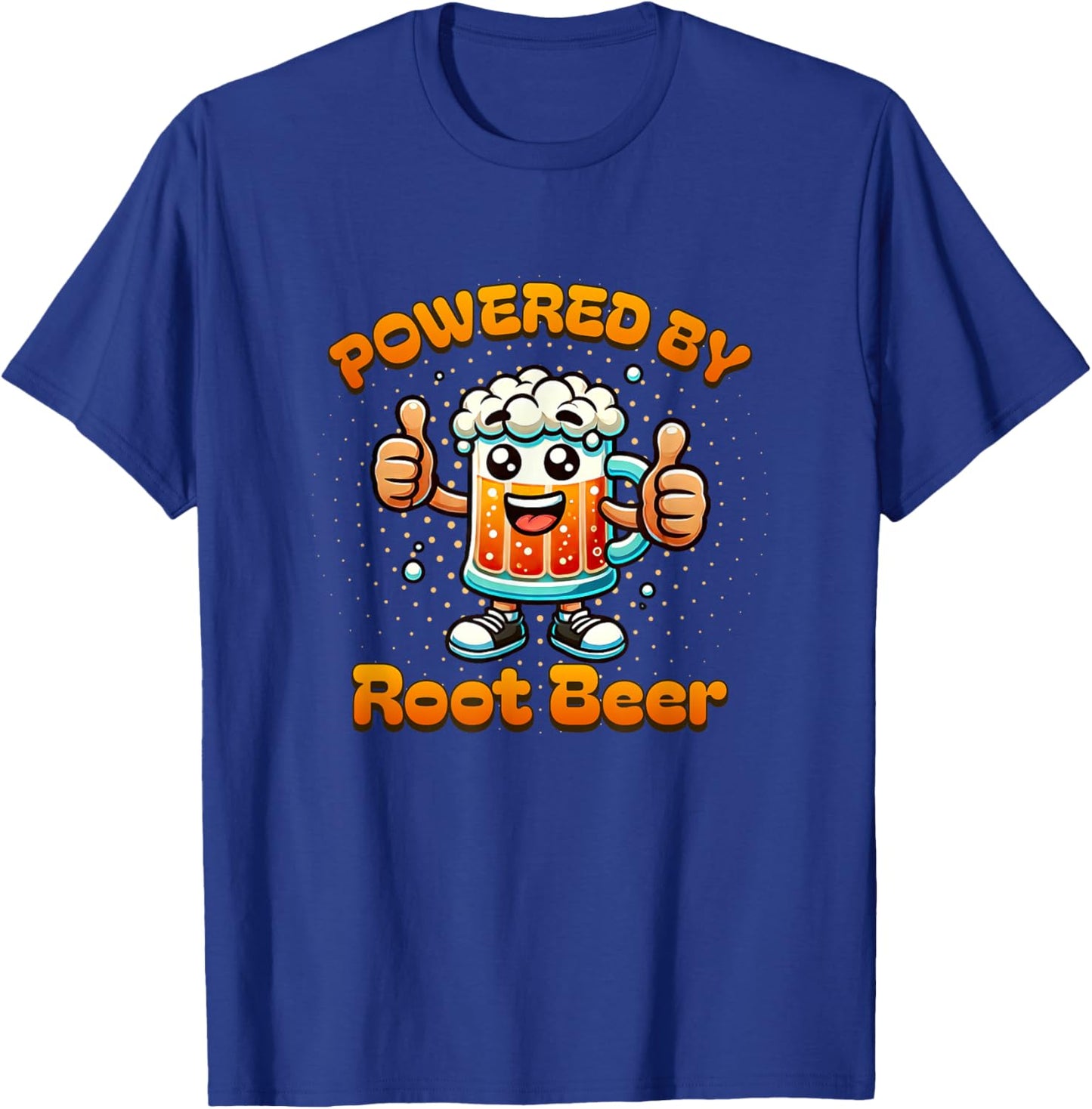 Fun Powered by Root Beer Cartoon Graphic T-Shirt - T-Shirt | Royal