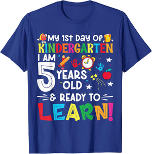 My First Day Of kindergarten 1st Day Of School Boys Girls T-Shirt - T-Shirt | Royal
