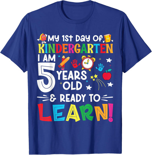 My First Day Of kindergarten 1st Day Of School Boys Girls T-Shirt - T-Shirt | Royal