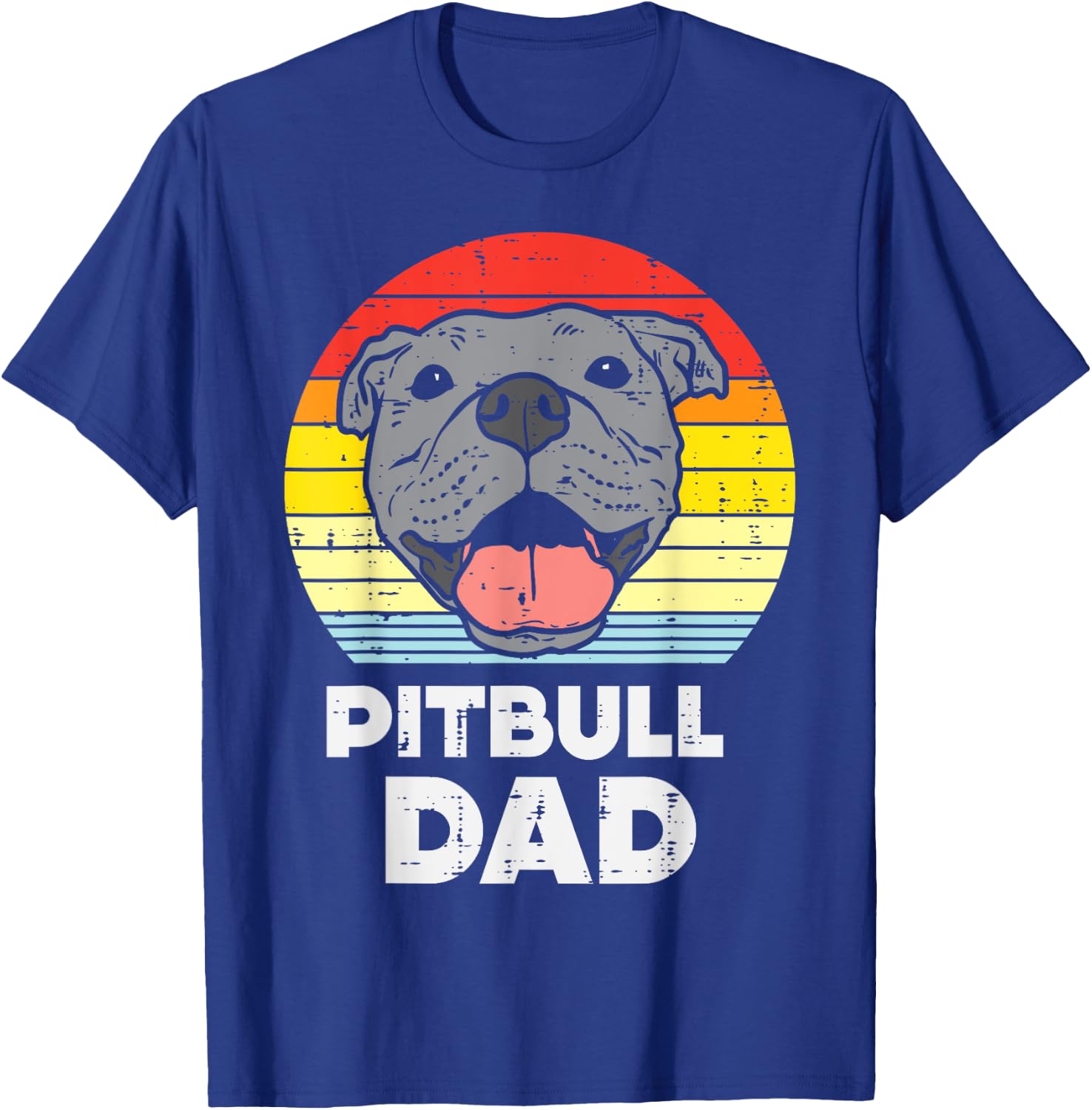 Pitbull Dad Sunset Retro Pittie Pitty Pet Dog Owner Men Gift T-Shirt - T-Shirt | Royal
