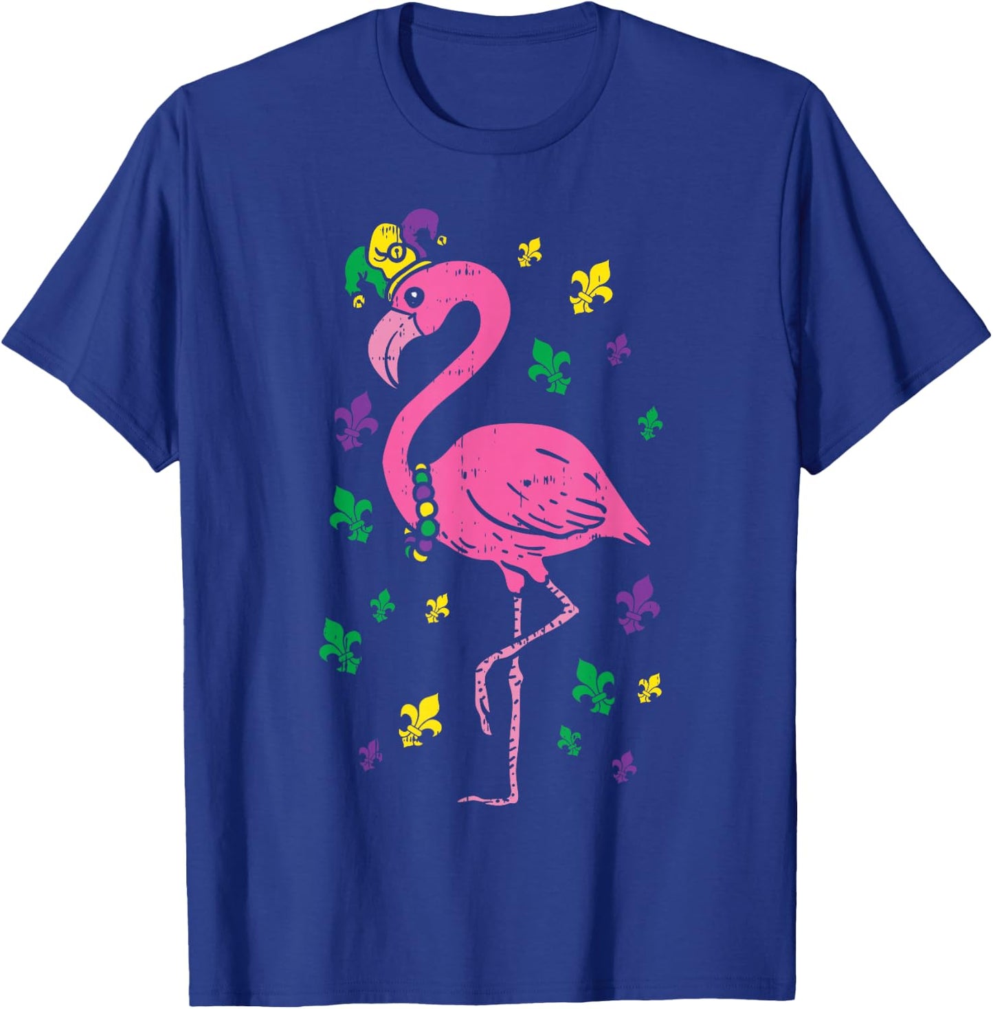 Jester Pink Flamingo Bird Animal Cute Mardi Gras Carnival T-Shirt - T-Shirt | Royal