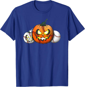 Horror Pumpkin Baseball Halloween Baseball Boys Youth Men T-Shirt - T-Shirt | Royal