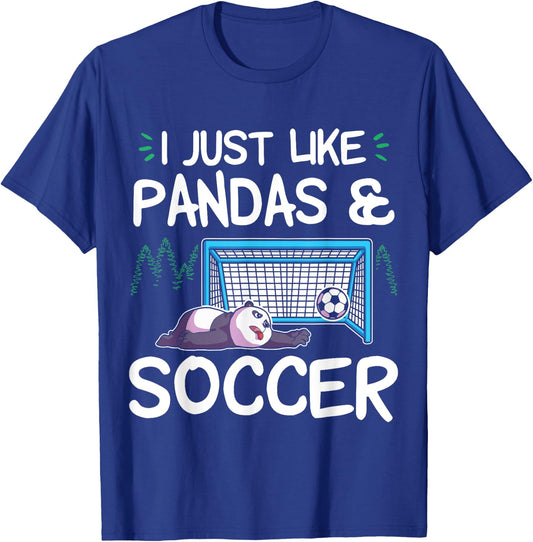 Panda Soccer I just love Pandas and Playing Soccer T-Shirt - T-Shirt | Royal