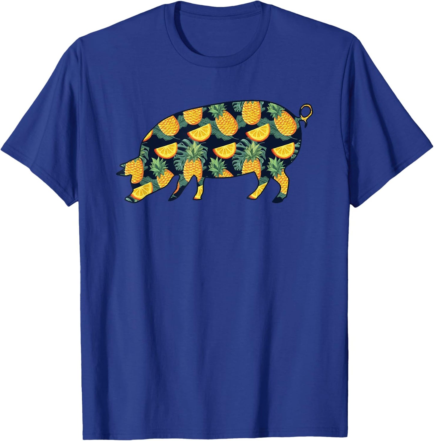 Pineapple Hawaiian Pig Women Men Print Boar Pork Girl Gift T-Shirt - T-Shirt | Royal